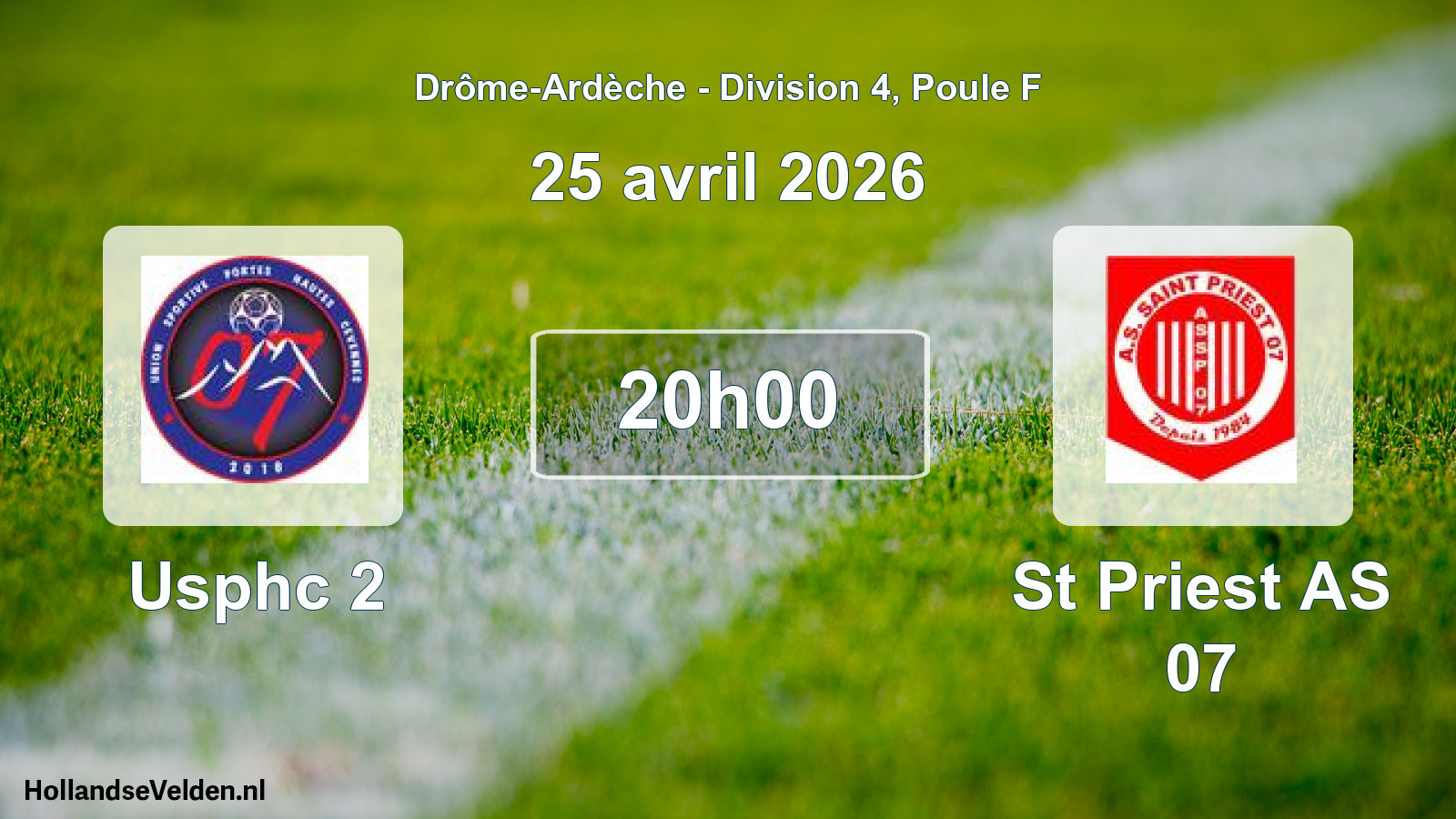 Geplande wedstrijd: Usphc 2 - St Priest AS 07 (25 april 2026)