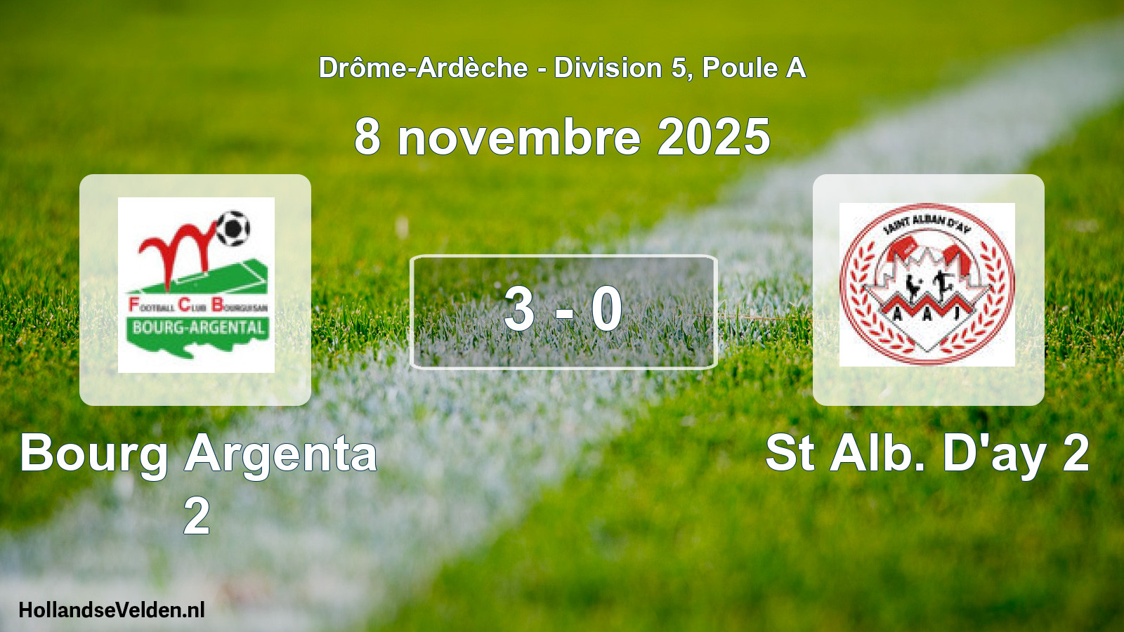 Gespeelde wedstrijd: Bourg Argenta 2 - St Alb. D'ay 2 3 - 0 (8 november 2025)