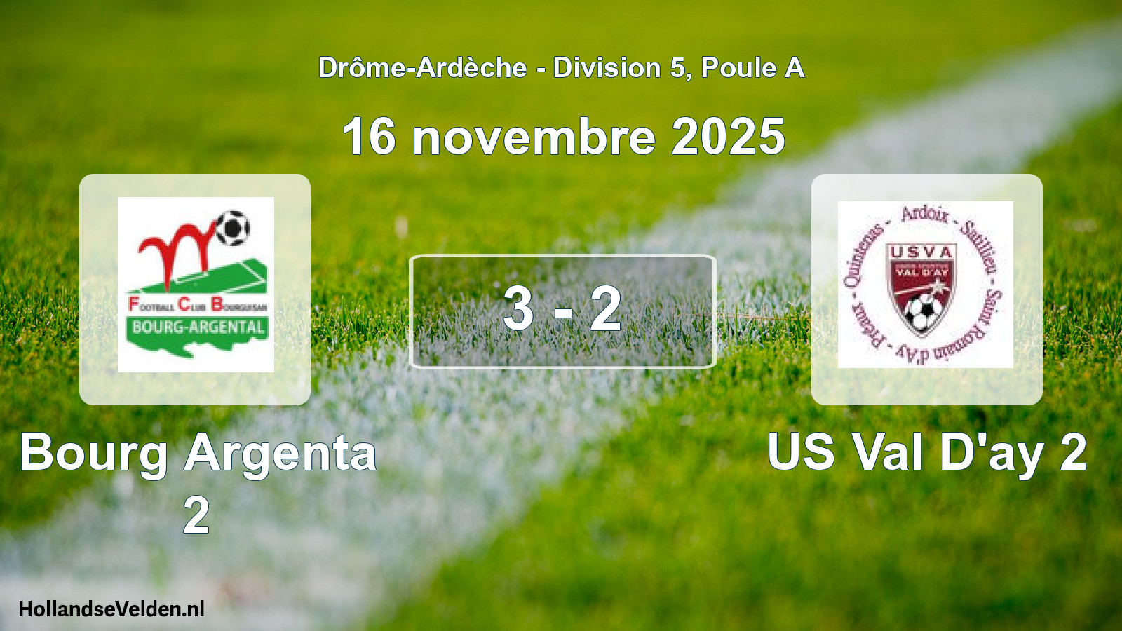 Gespeelde wedstrijd: Bourg Argenta 2 - US Val D'ay 2 3 - 2 (16 november 2025)