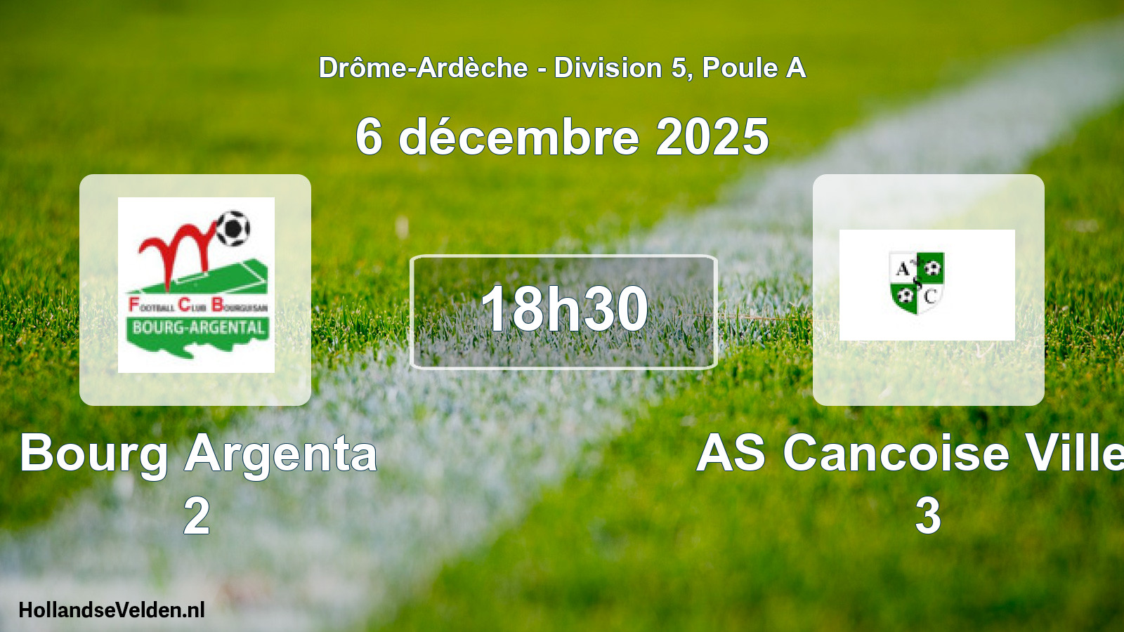 Geplande wedstrijd: Bourg Argenta 2 - AS Cancoise Villev 3 (6 december 2025)