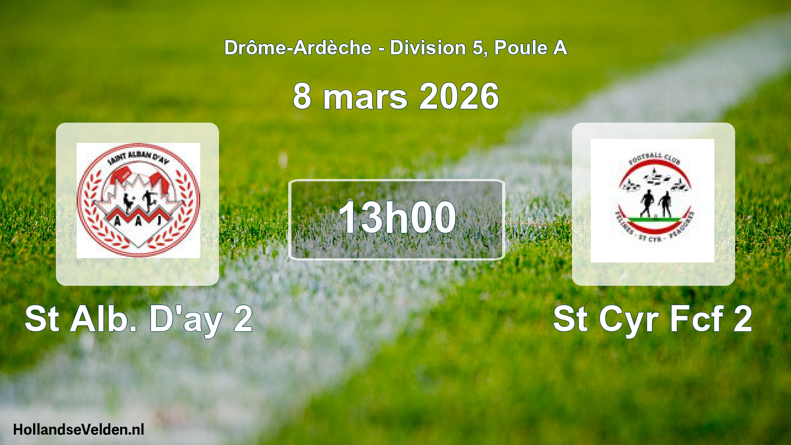 Geplande wedstrijd: St Alb. D'ay 2 - St Cyr Fcf 2 (8 maart 2026)