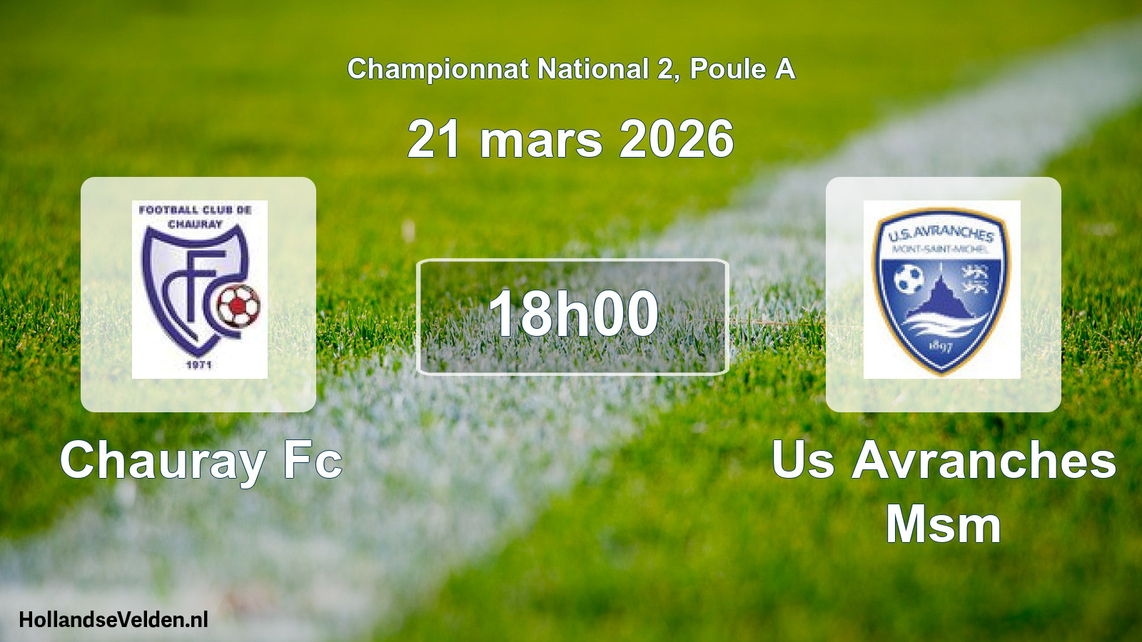 Geplande wedstrijd: Chauray Fc - Us Avranches Msm (21 maart 2026)