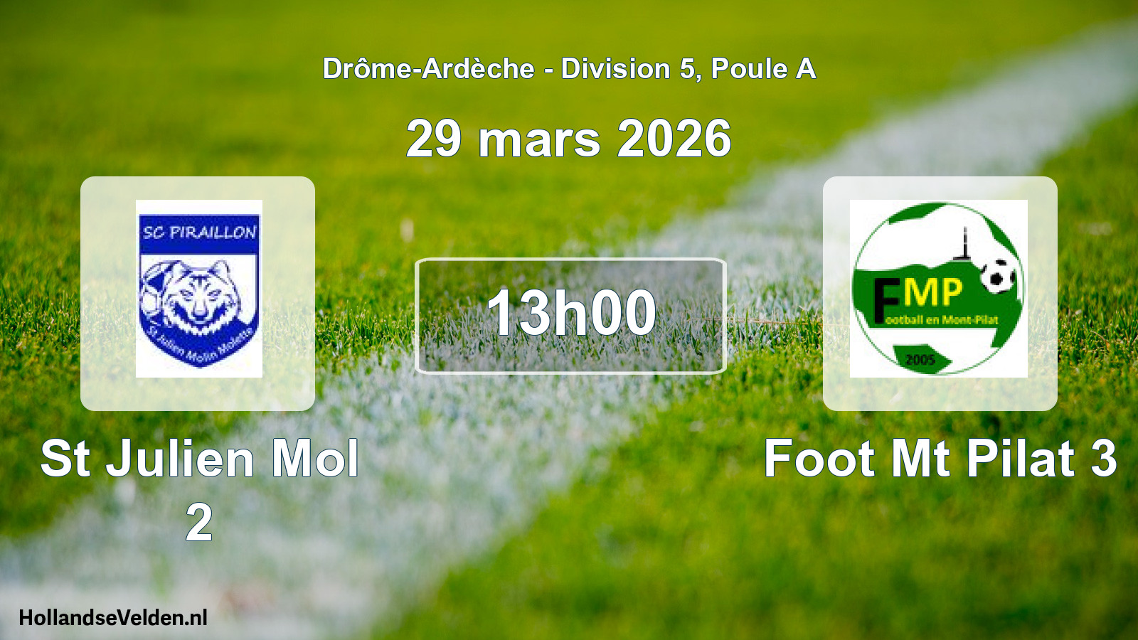 Geplande wedstrijd: St Julien Mol 2 - Foot Mt Pilat 3 (29 maart 2026)