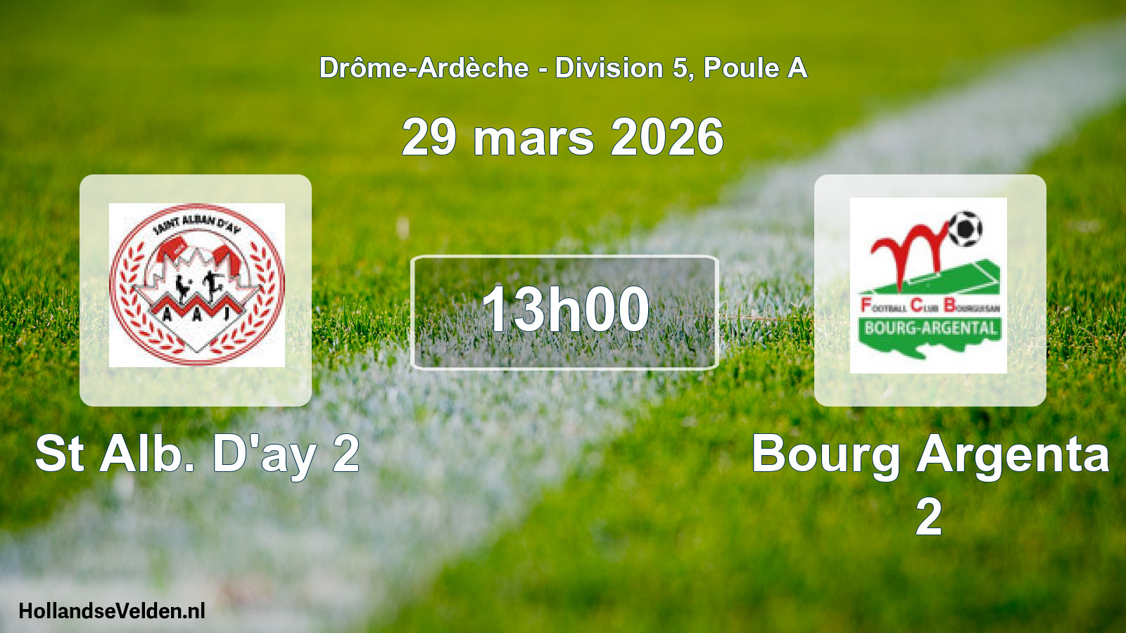 Geplande wedstrijd: St Alb. D'ay 2 - Bourg Argenta 2 (29 maart 2026)