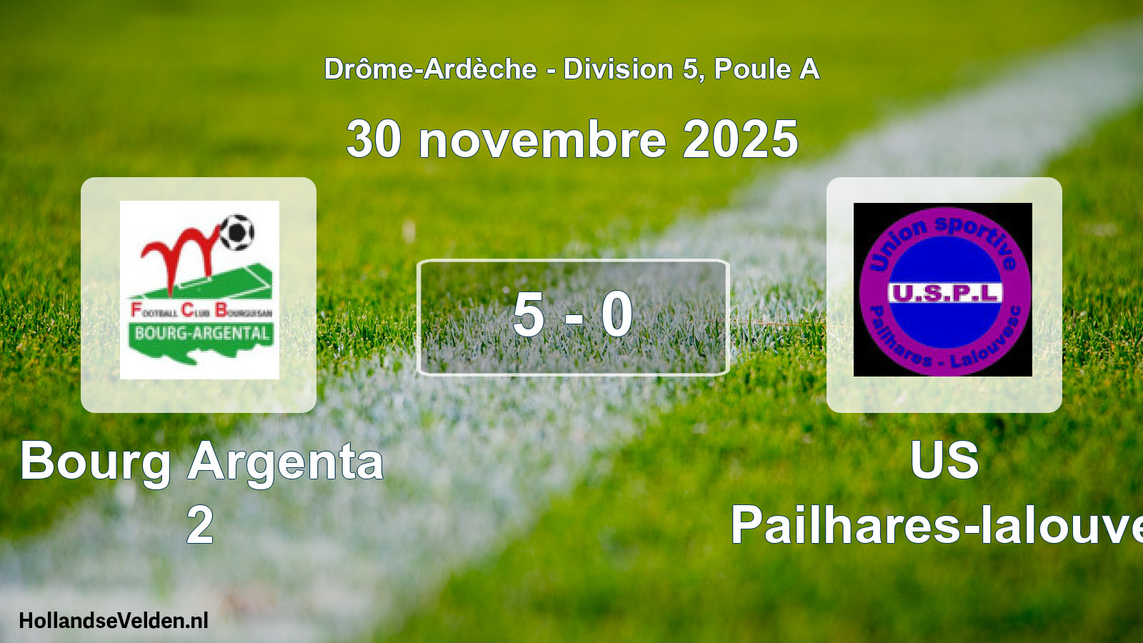 Gespeelde wedstrijd: Bourg Argenta 2 - US Pailhares-lalouve 5 - 0 (30 november 2025)