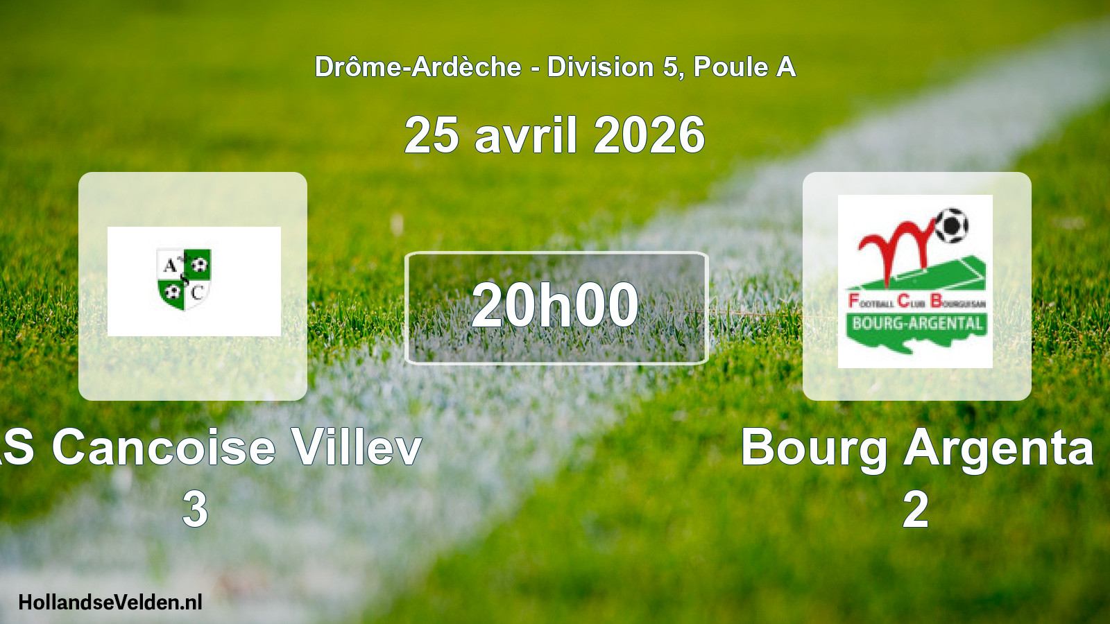 Scheduled Match: AS Cancoise Villev 3 - Bourg Argenta 2 (25 April 2026)