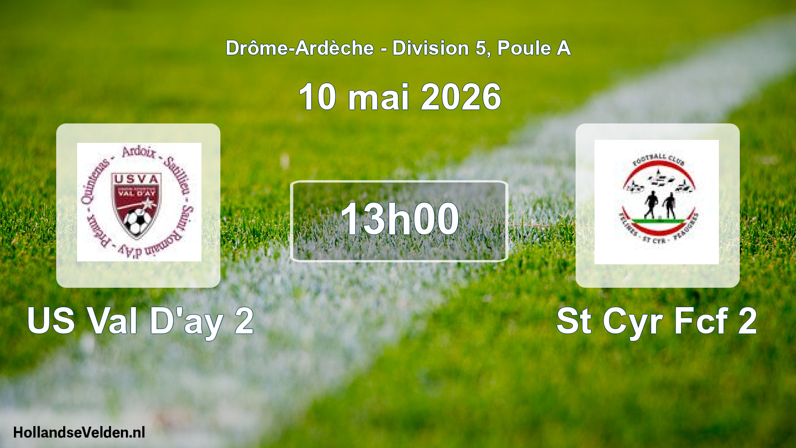 Geplande wedstrijd: US Val D'ay 2 - St Cyr Fcf 2 (10 mei 2026)