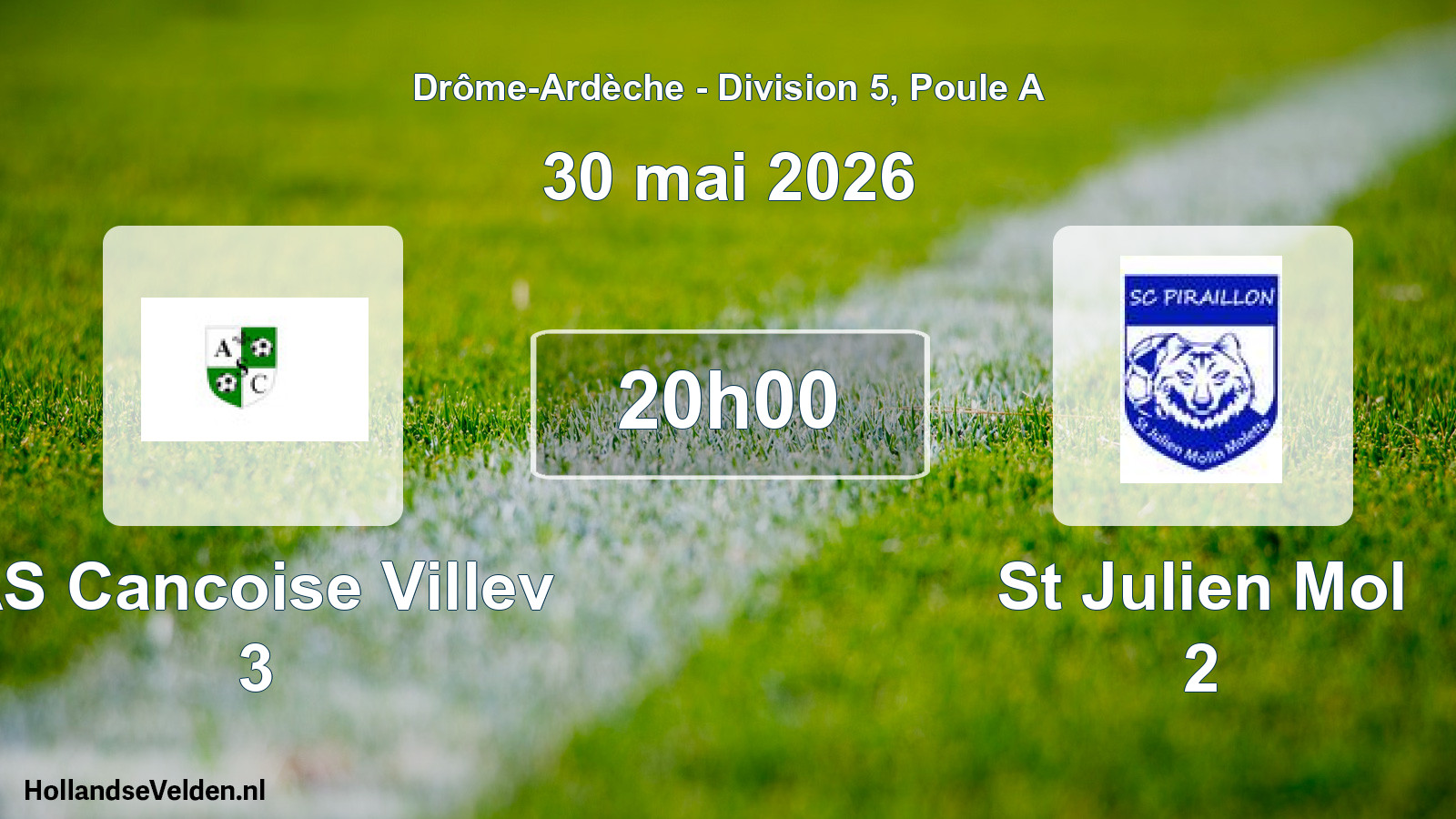 Geplande wedstrijd: AS Cancoise Villev 3 - St Julien Mol 2 (30 mei 2026)