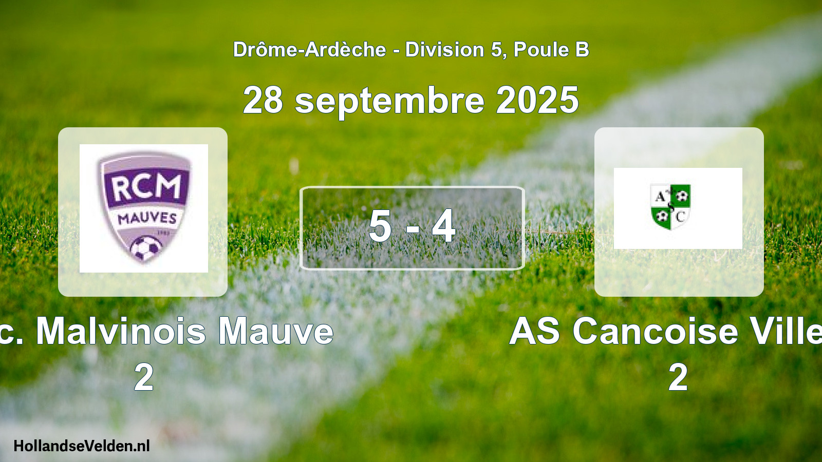 Gespeelde wedstrijd: R.c. Malvinois Mauve 2 - AS Cancoise Villev 2 5 - 4 (28 september 2025)