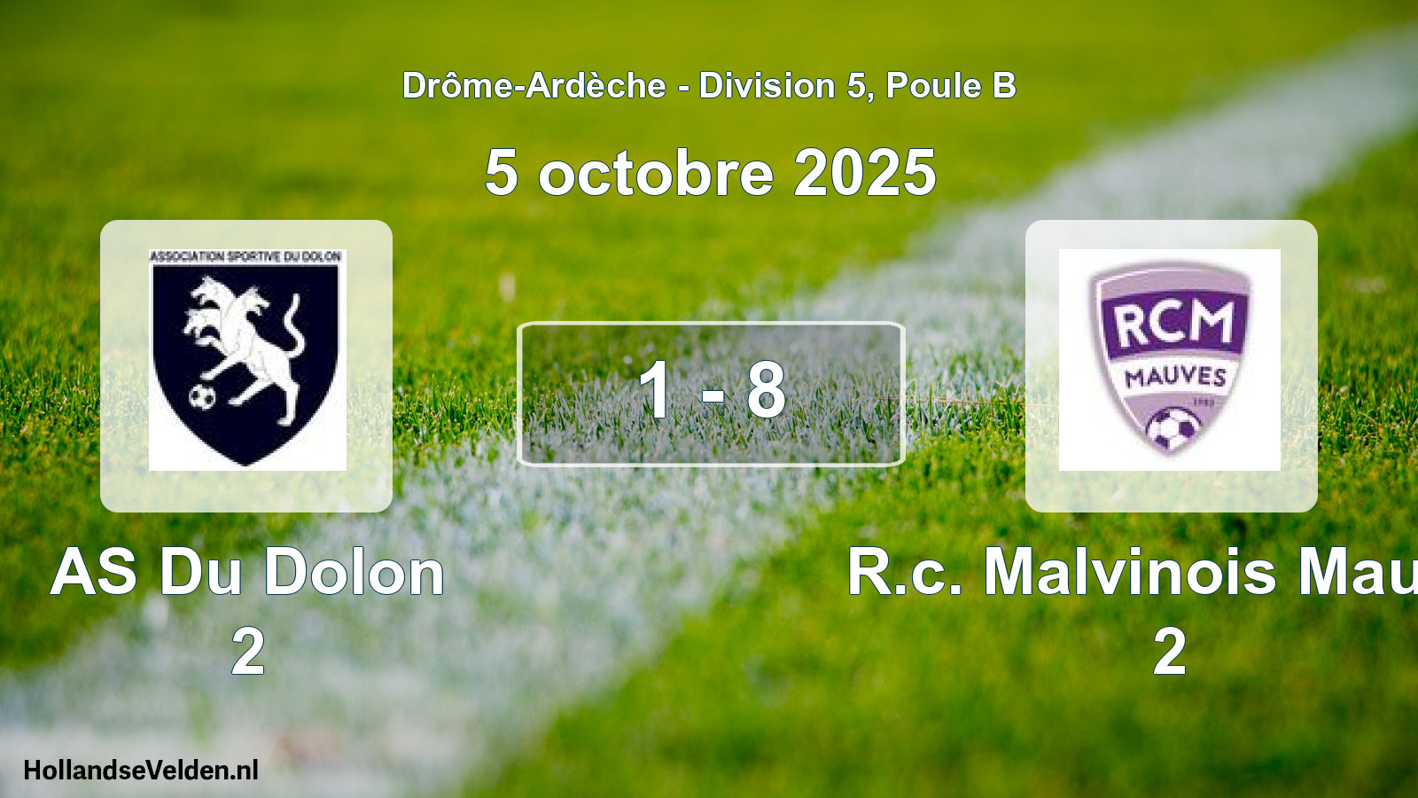Match joué: AS Du Dolon 2 - R.c. Malvinois Mauve 2 1 - 8 (5 octobre 2025)