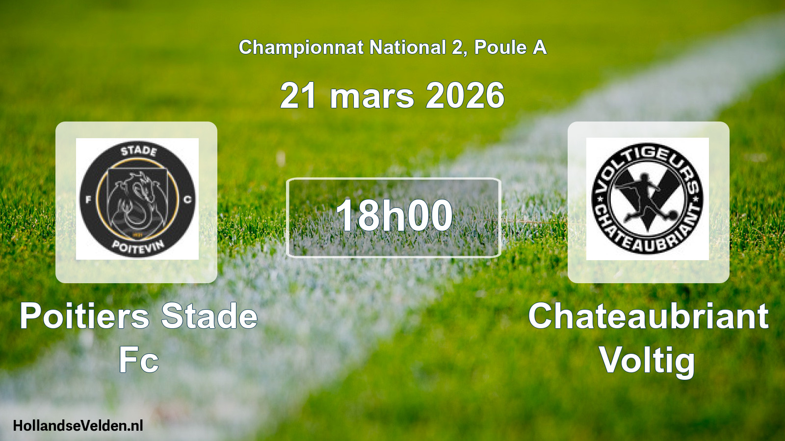 Geplande wedstrijd: Poitiers Stade Fc - Chateaubriant Voltig (21 mars 2026)