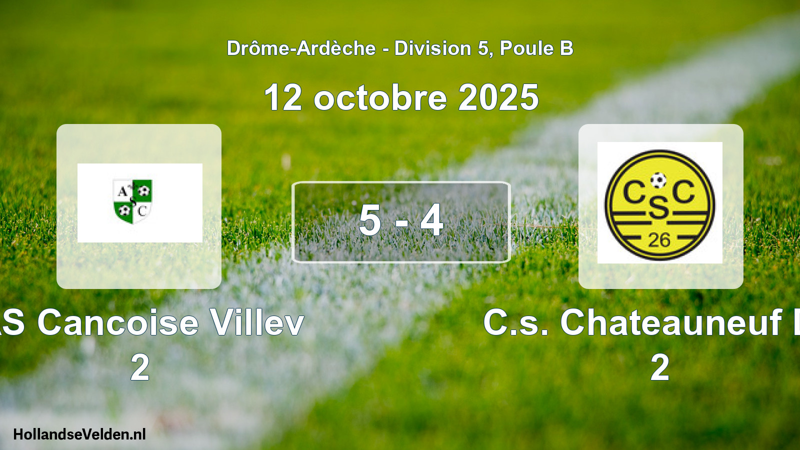 Gespeelde wedstrijd: AS Cancoise Villev 2 - C.s. Chateauneuf De 2 5 - 4 (12 oktober 2025)