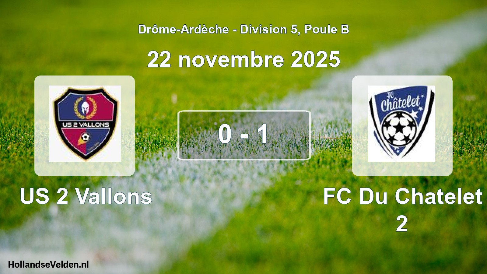 Gespeelde wedstrijd: US 2 Vallons - FC Du Chatelet 2 0 - 1 (22 november 2025)
