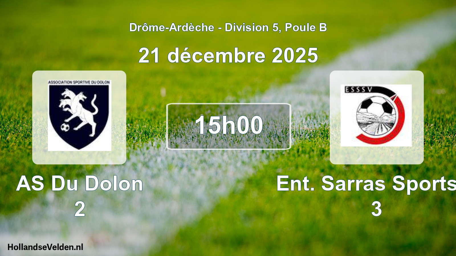 Scheduled Match: AS Du Dolon 2 - Ent. Sarras Sports S 3 (21 December 2025)