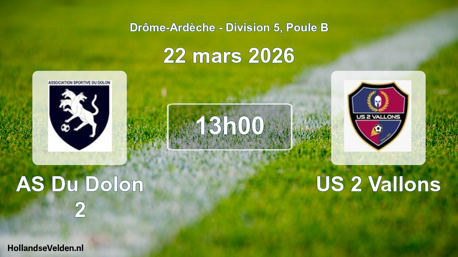 Geplande wedstrijd: AS Du Dolon 2 - US 2 Vallons (22 maart 2026)