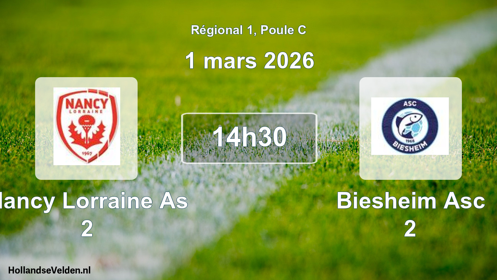 Geplande wedstrijd: Nancy Lorraine As 2 - Biesheim Asc 2 (1 maart 2026)