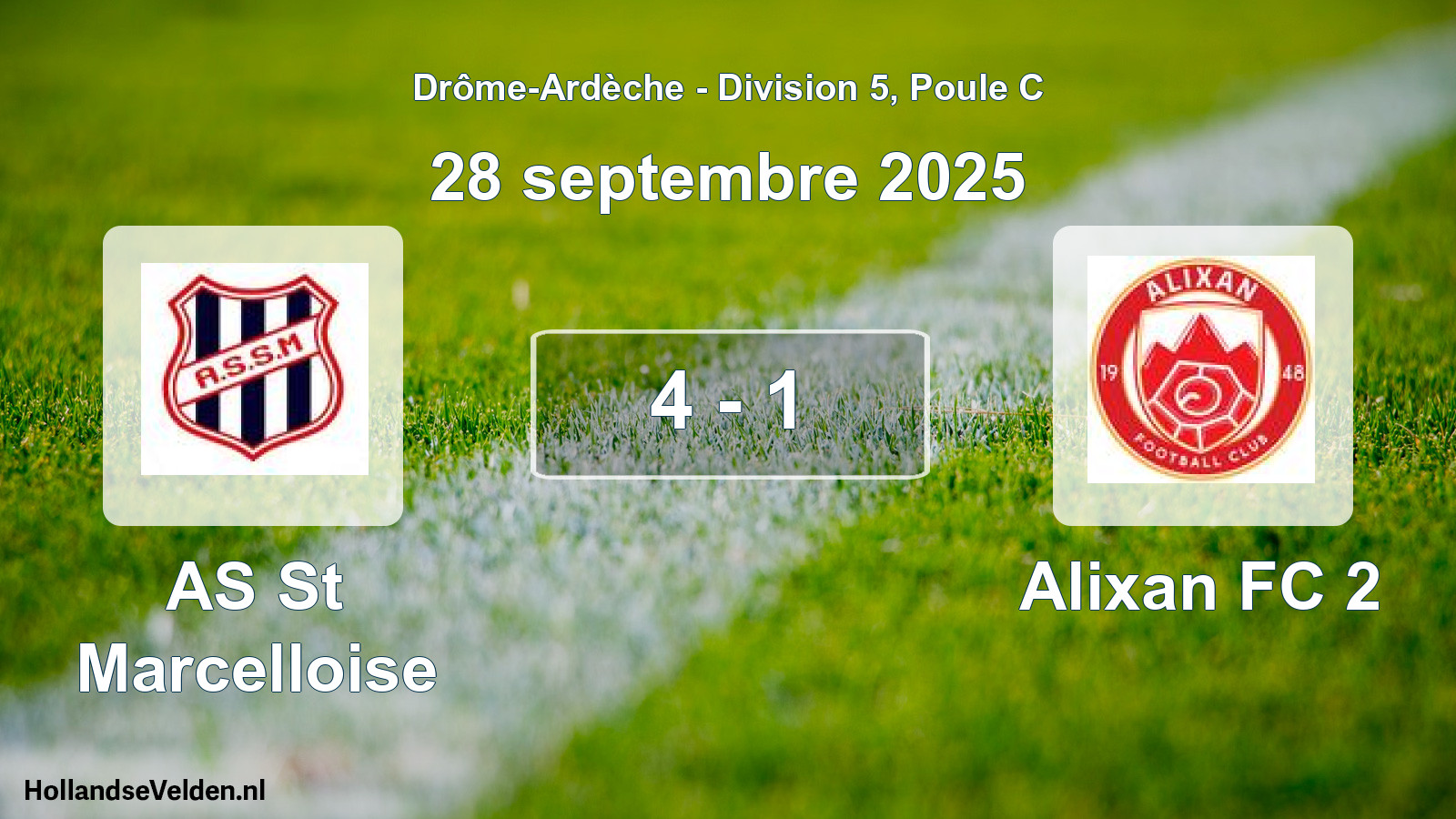 Gespeelde wedstrijd: AS St Marcelloise - Alixan FC 2 4 - 1 (28 september 2025)