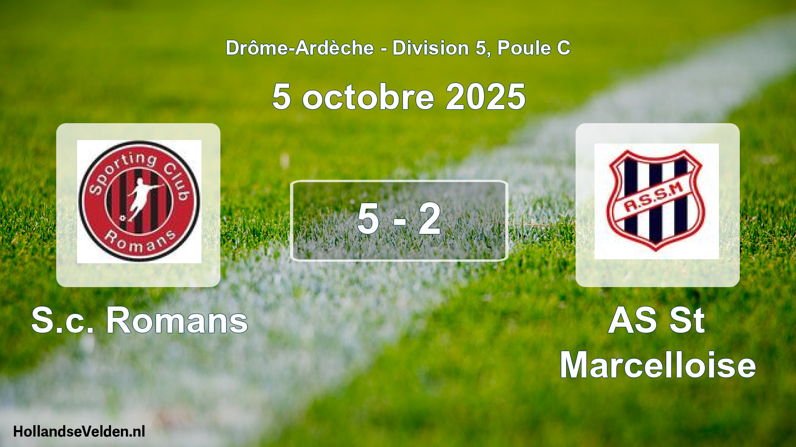 Total number of matches played: S.c. Romans - AS St Marcelloise 5 - 2 (5 October 2025)