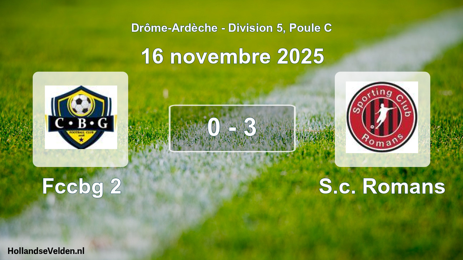 Total number of matches played: Fccbg 2 - S.c. Romans 0 - 3 (16 November 2025)