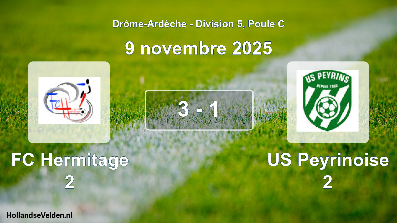 Gespeelde wedstrijd: FC Hermitage 2 - US Peyrinoise 2 3 - 1 (9 november 2025)