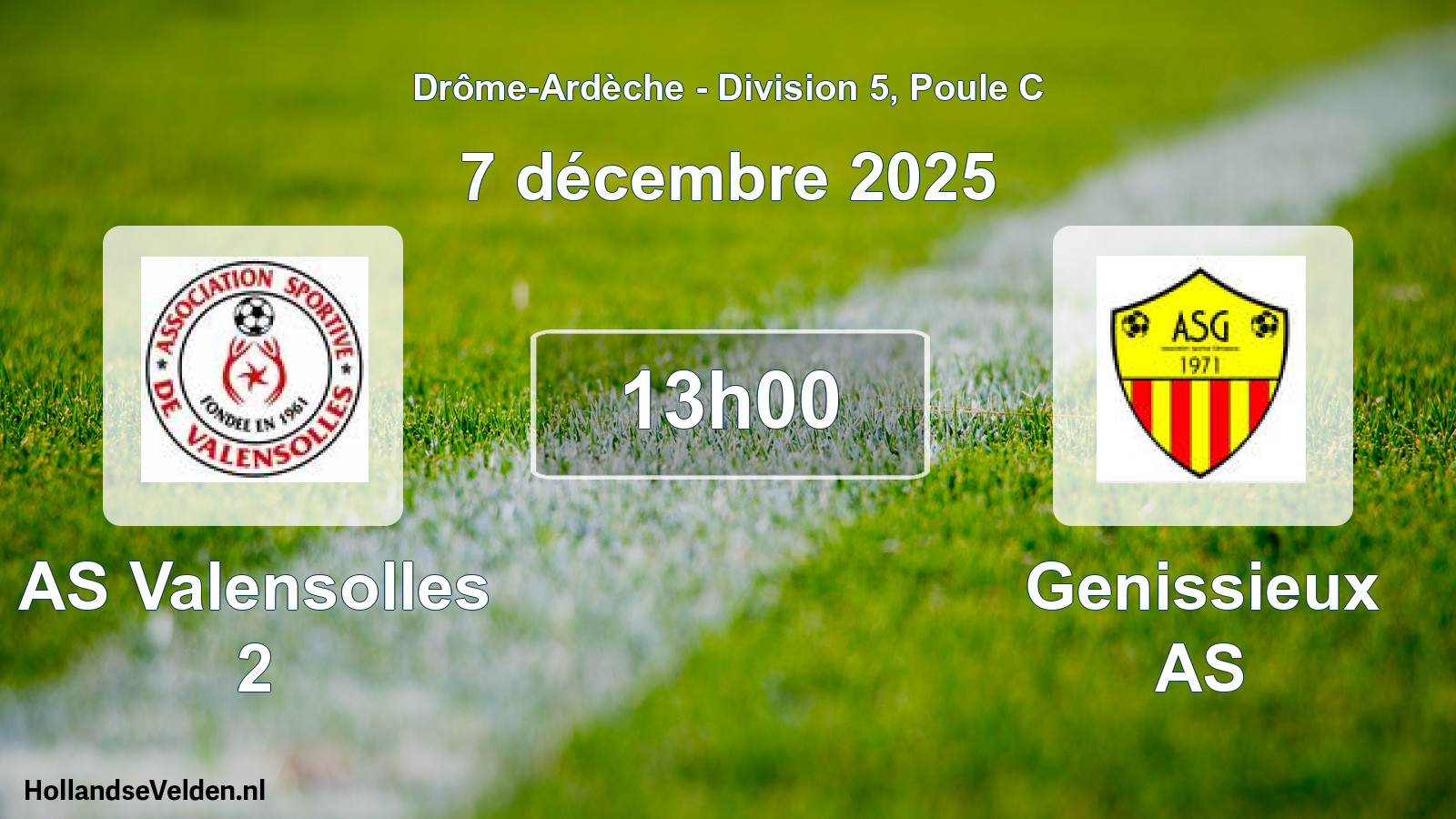 Match programmé: AS Valensolles 2 - Genissieux AS (7 décembre 2025)