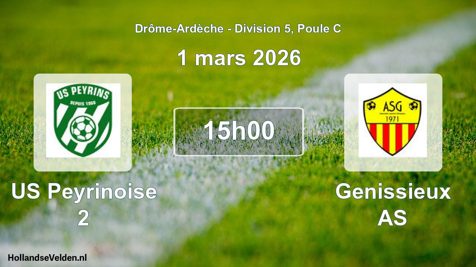 Geplande wedstrijd: US Peyrinoise 2 - Genissieux AS (1 maart 2026)