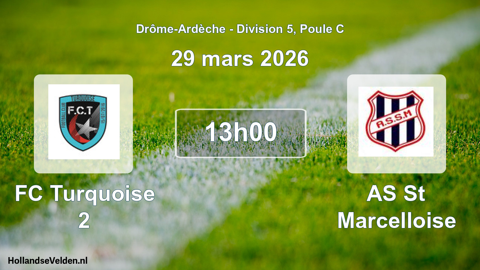 Geplande wedstrijd: FC Turquoise 2 - AS St Marcelloise (29 maart 2026)