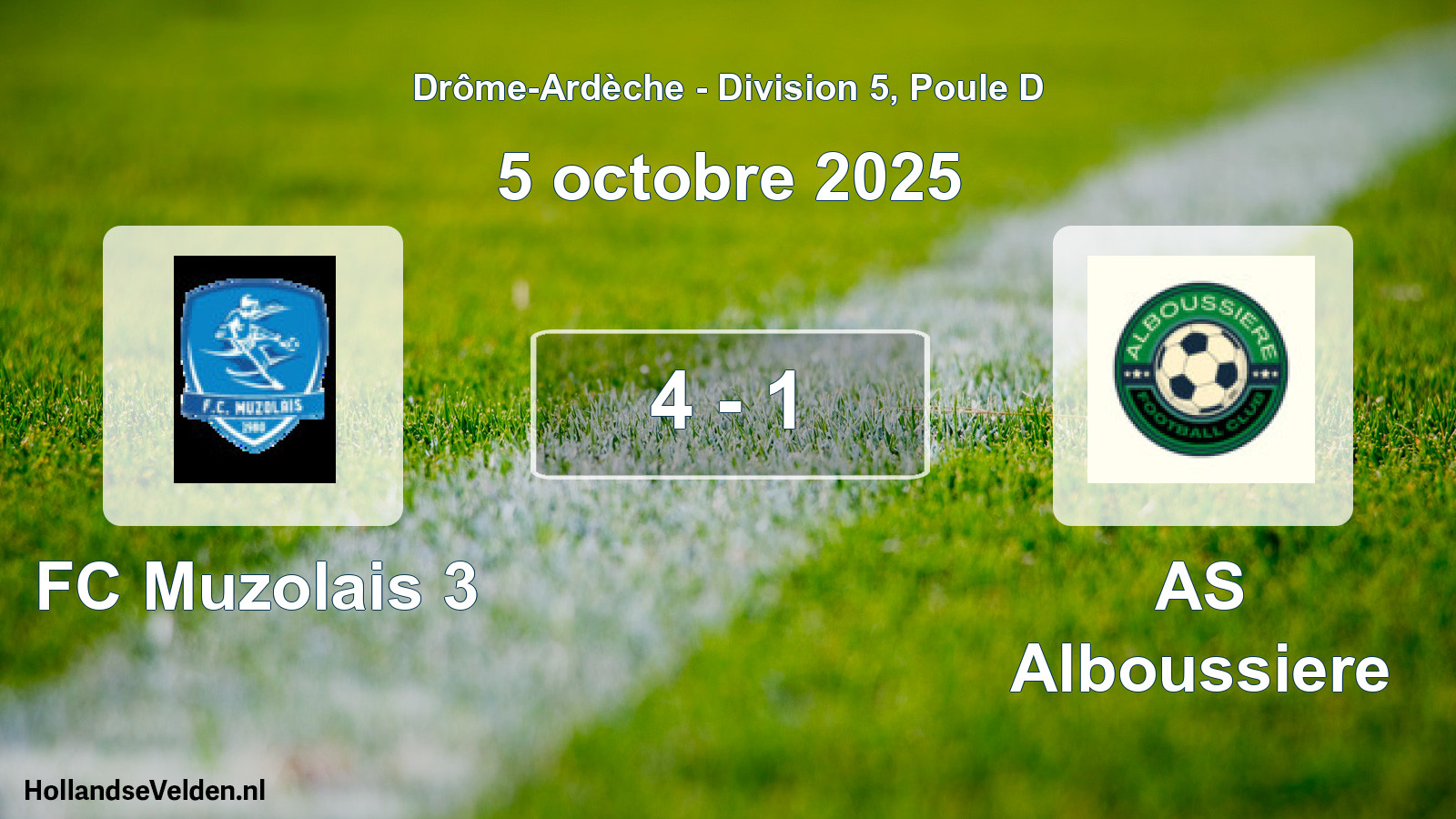 Total number of matches played: FC Muzolais 3 - AS Alboussiere 4 - 1 (5 October 2025)