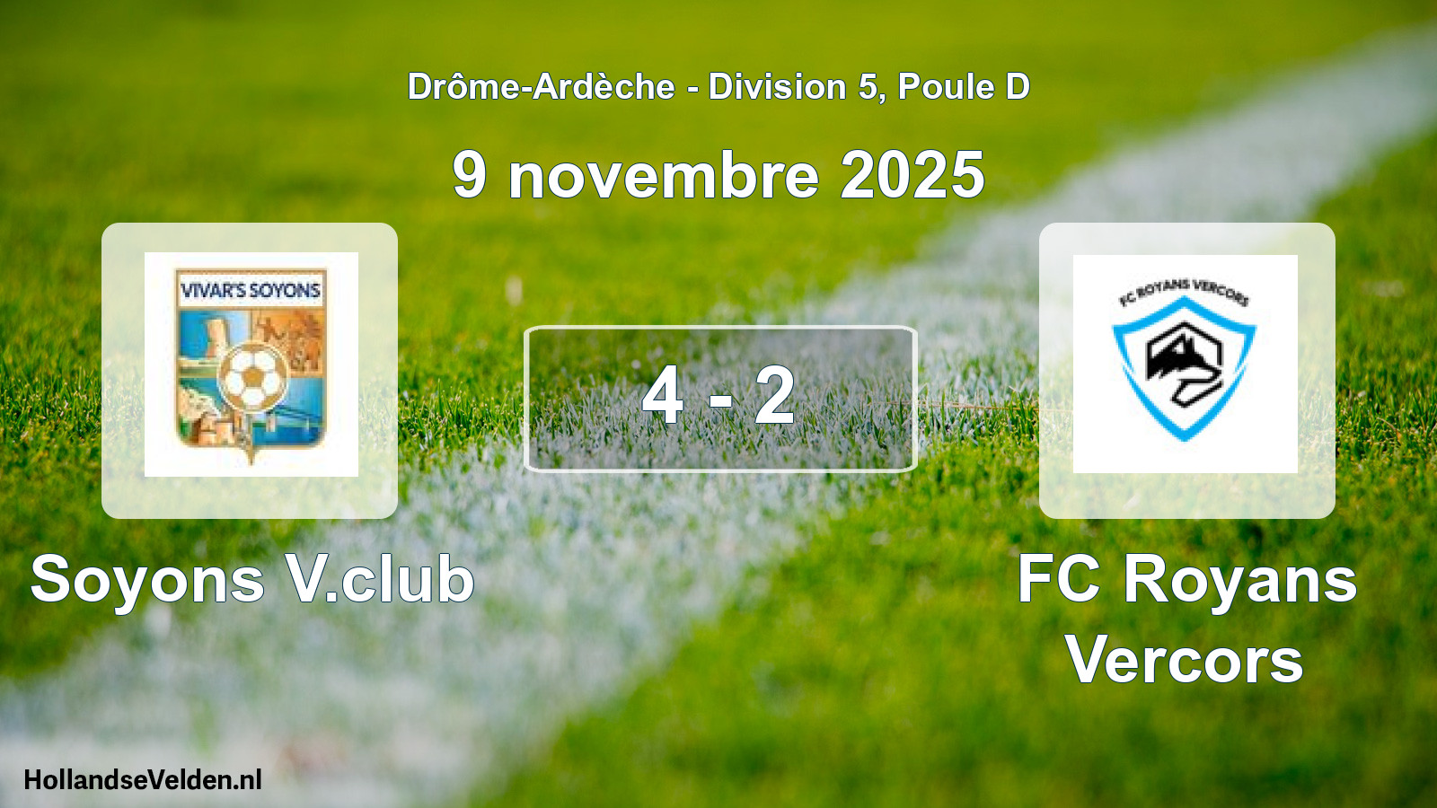 Gespeelde wedstrijd: Soyons V.club - FC Royans Vercors 4 - 2 (9 november 2025)