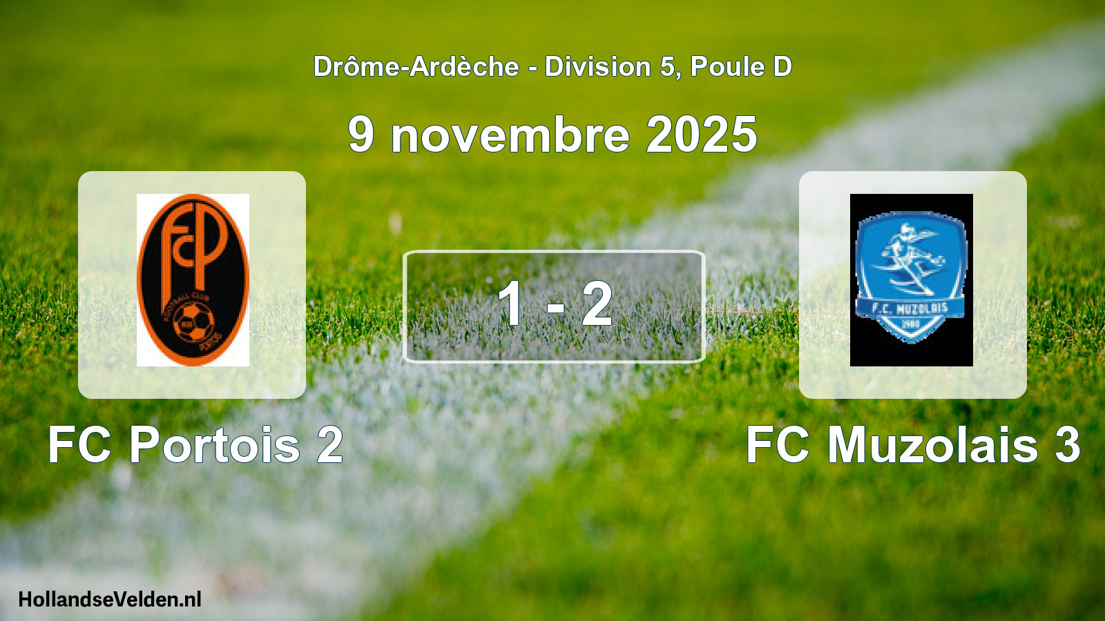 Gespeelde wedstrijd: FC Portois 2 - FC Muzolais 3 1 - 2 (9 november 2025)
