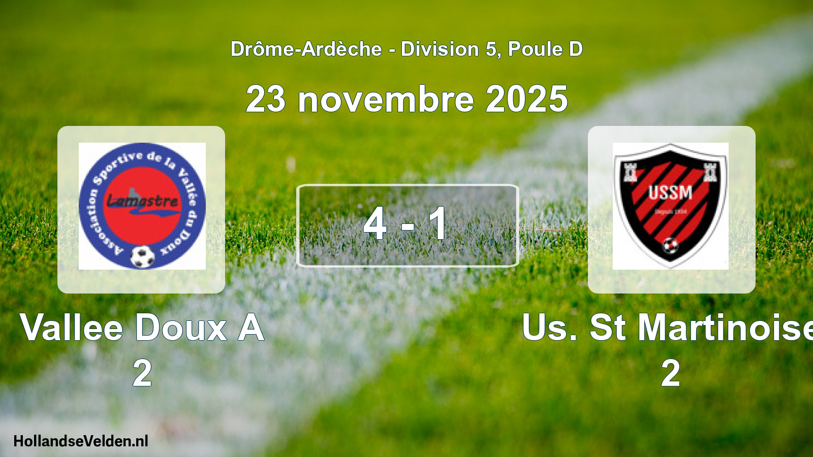 Gespeelde wedstrijd: Vallee Doux A 2 - Us. St Martinoise 2 4 - 1 (23 november 2025)