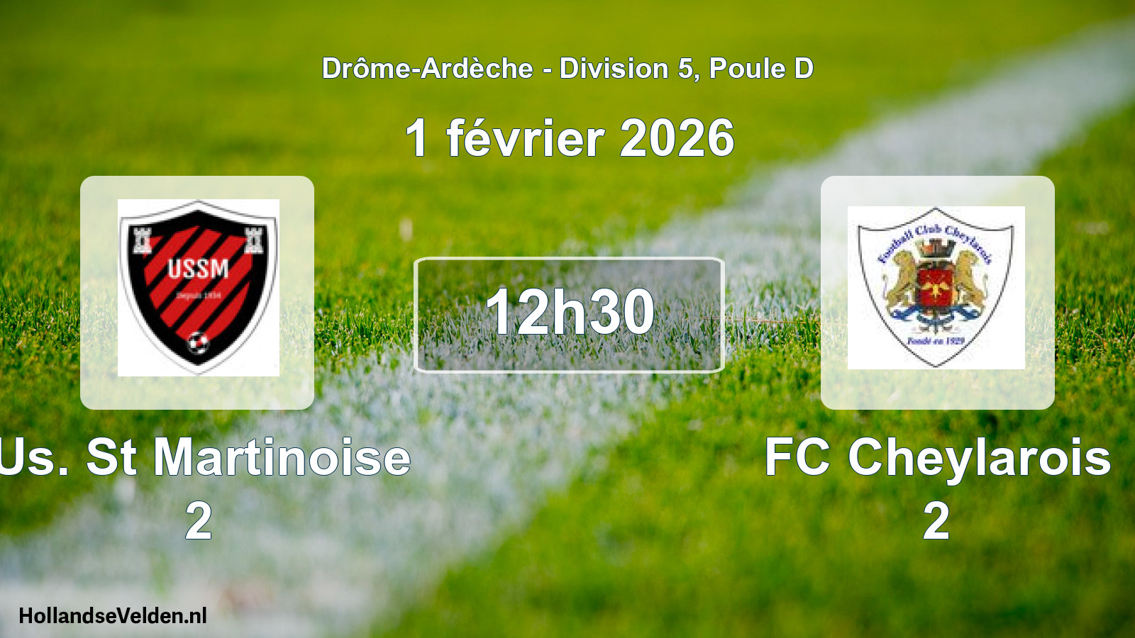 Match programmé: Us. St Martinoise 2 - FC Cheylarois 2 (1 février 2026)