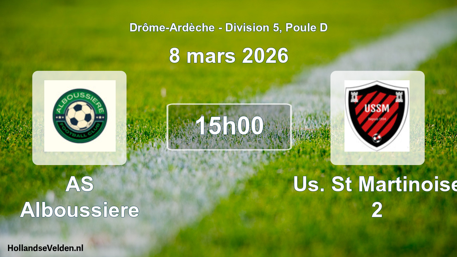 Match programmé: AS Alboussiere - Us. St Martinoise 2 (8 mars 2026)