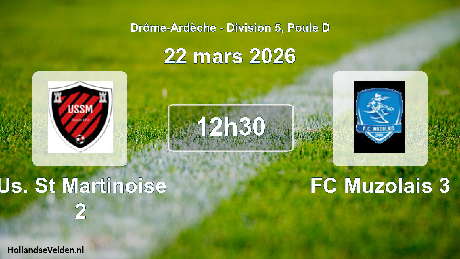 Geplande wedstrijd: Us. St Martinoise 2 - FC Muzolais 3 (22 maart 2026)
