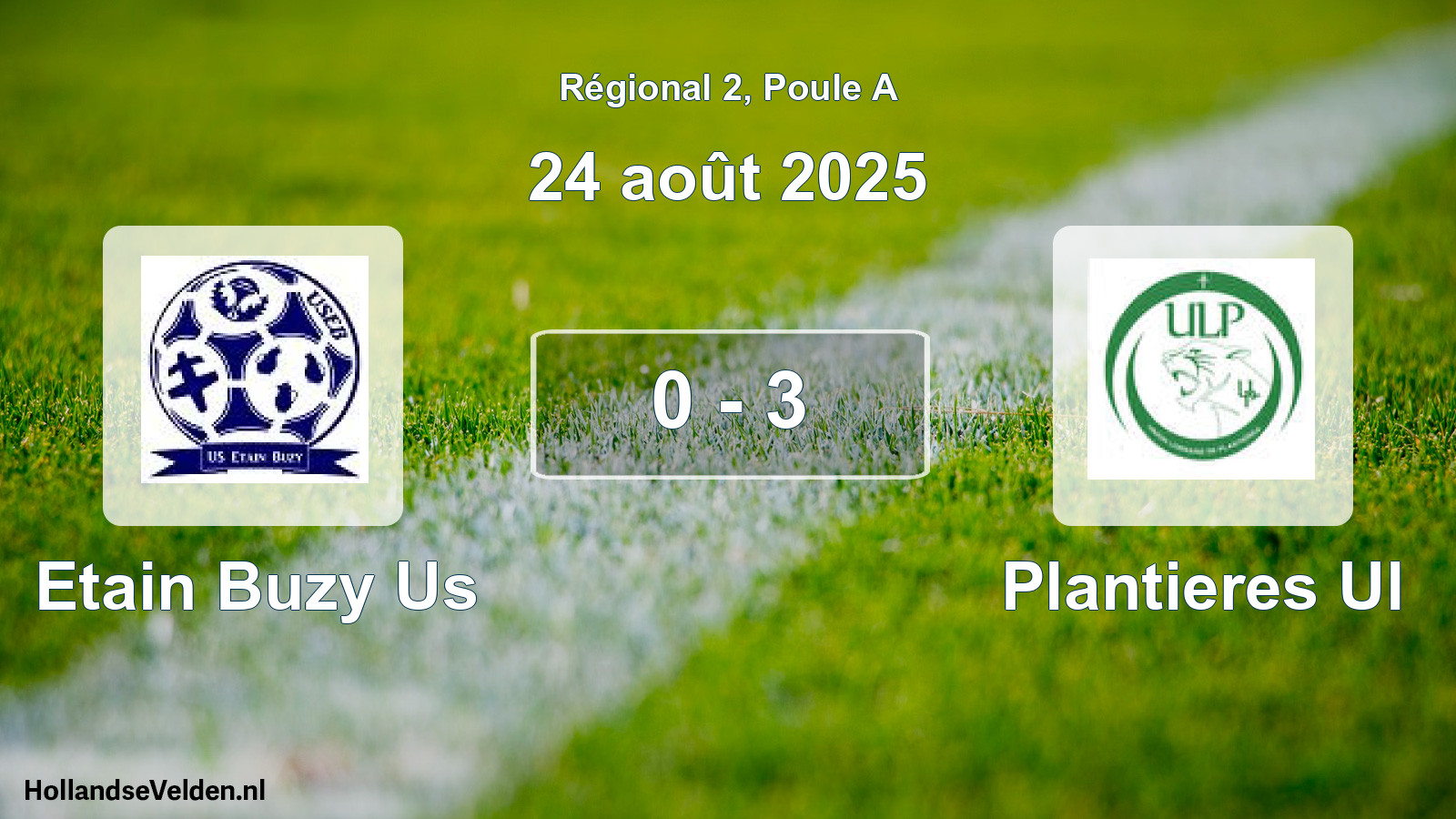 Gespeelde wedstrijd: Etain Buzy Us - Plantieres Ul 0 - 3 (24 août 2025)