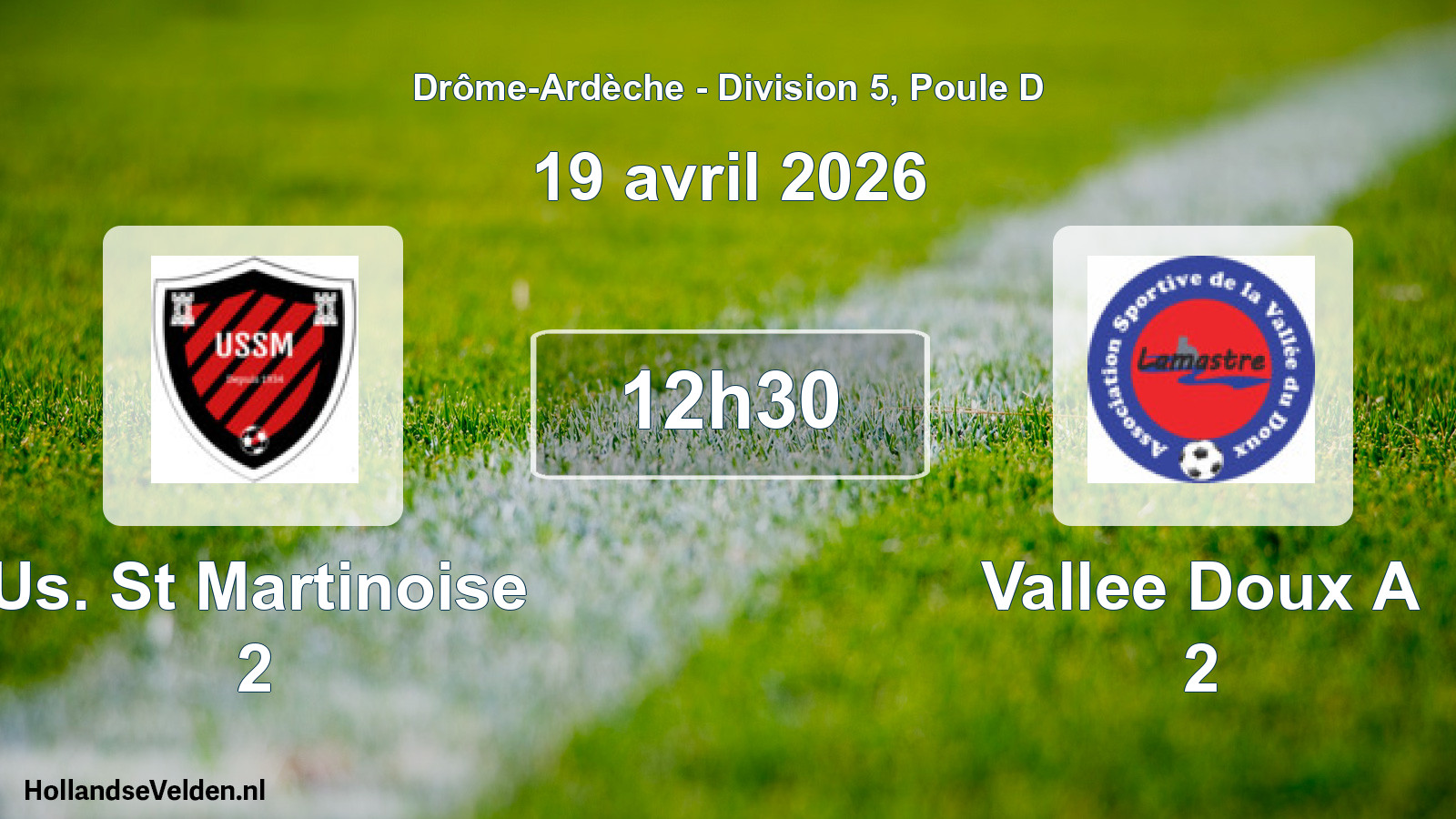 Geplande wedstrijd: Us. St Martinoise 2 - Vallee Doux A 2 (19 april 2026)