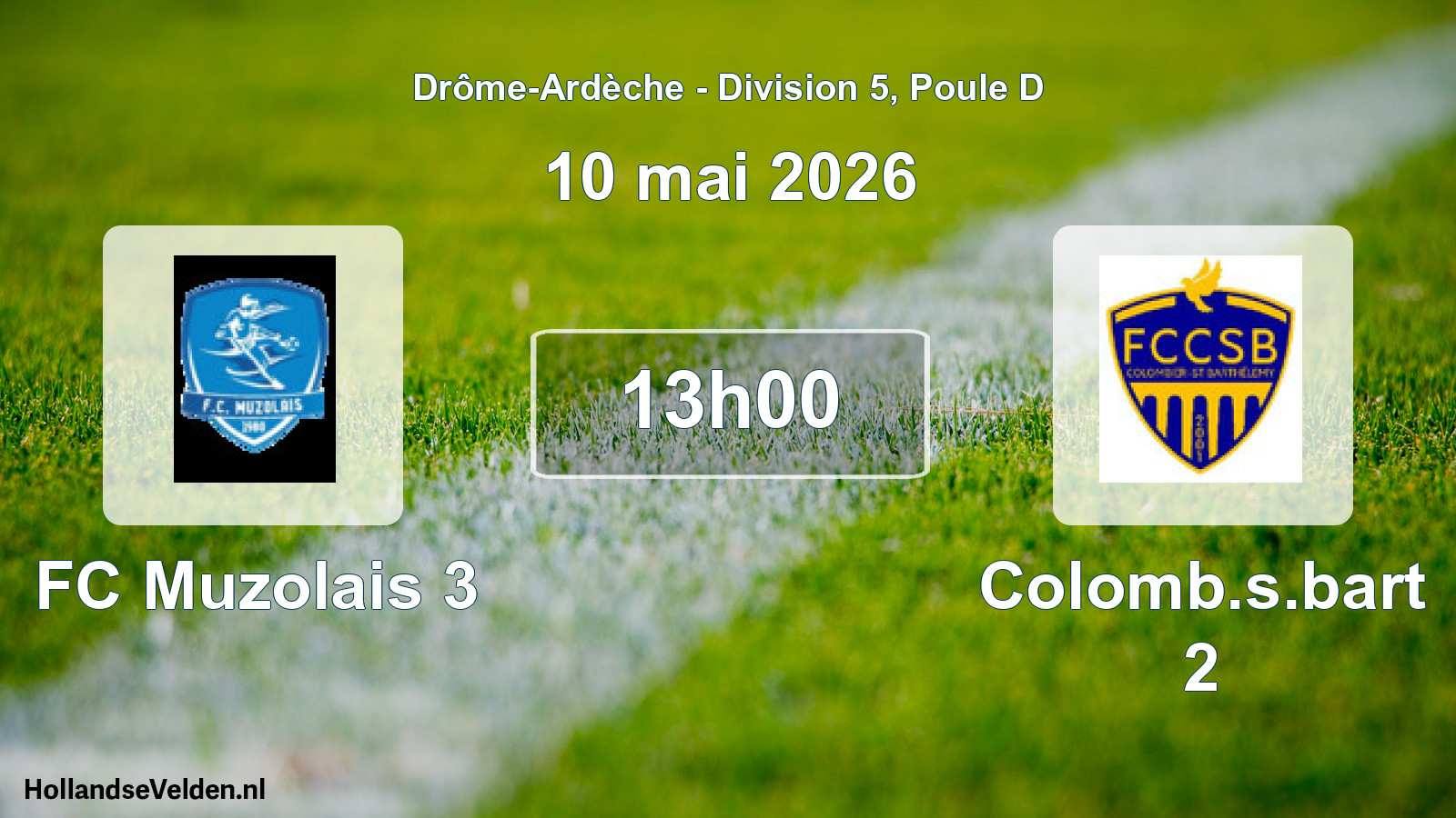 Match programmé: FC Muzolais 3 - Colomb.s.bart 2 (10 mai 2026)