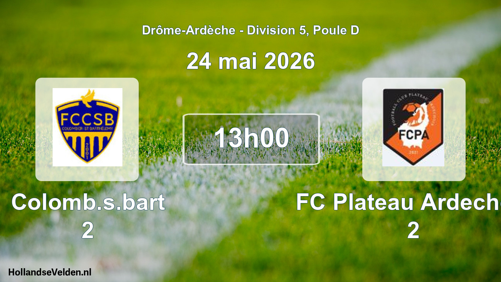 Match programmé: Colomb.s.bart 2 - FC Plateau Ardechois 2 (24 mai 2026)