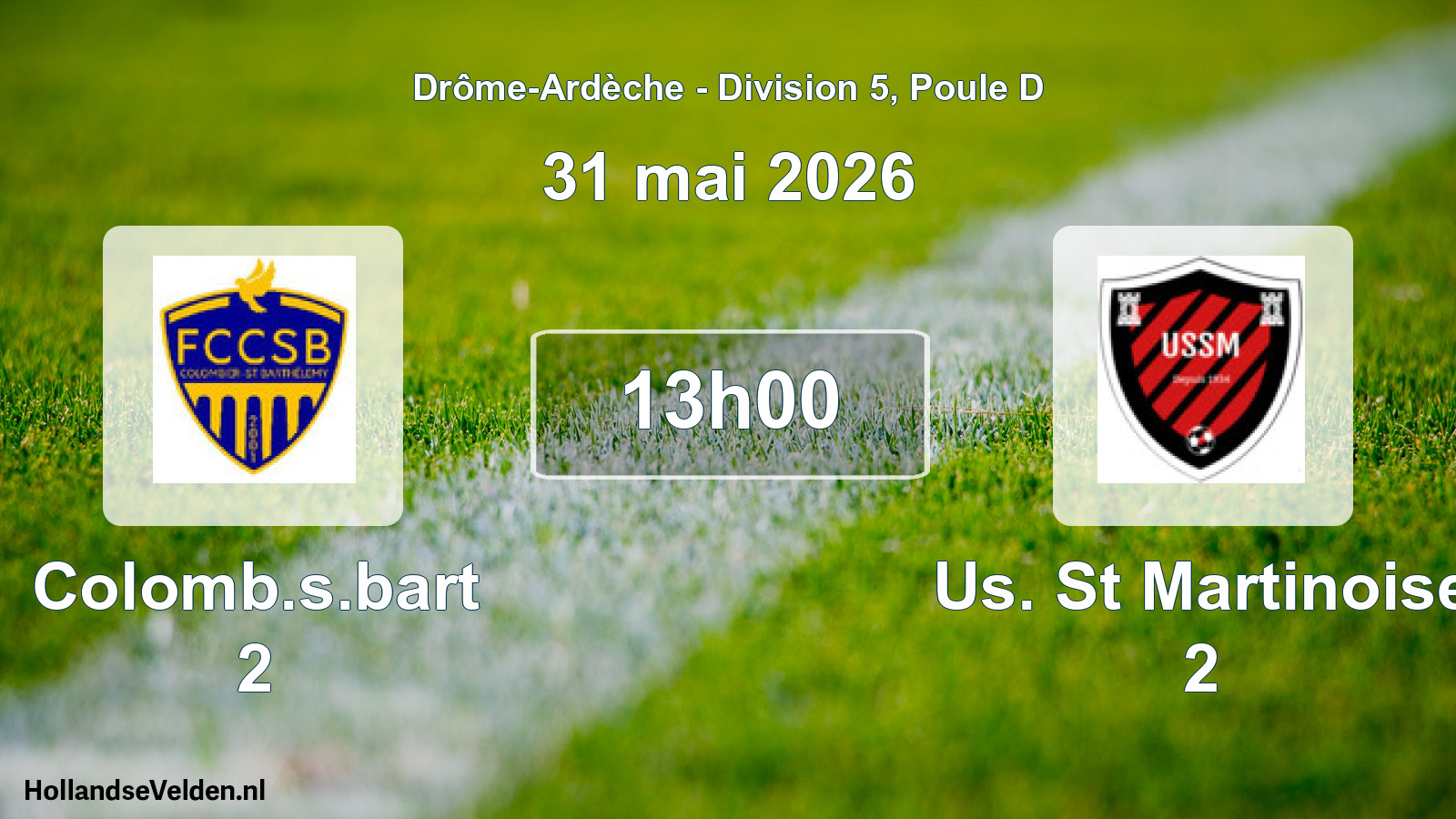 Match programmé: Colomb.s.bart 2 - Us. St Martinoise 2 (31 mai 2026)