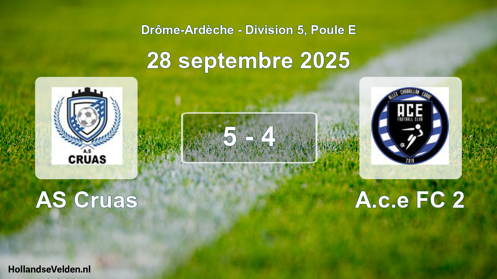 Gespeelde wedstrijd: AS Cruas - A.c.e FC 2 5 - 4 (28 september 2025)