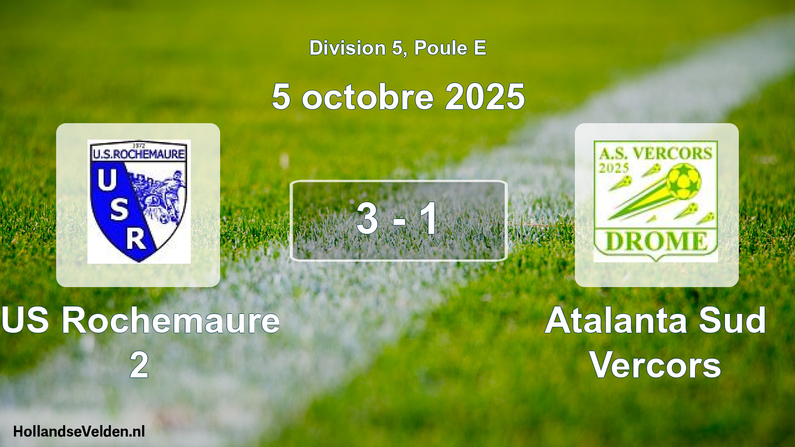 Gespeelde wedstrijd: US Rochemaure 2 - Atalanta Sud Vercors 3 - 1 (5 oktober 2025)