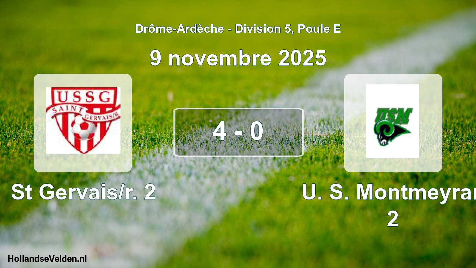 Gespeelde wedstrijd: St Gervais/r. 2 - U. S. Montmeyran 2 4 - 0 (9 november 2025)