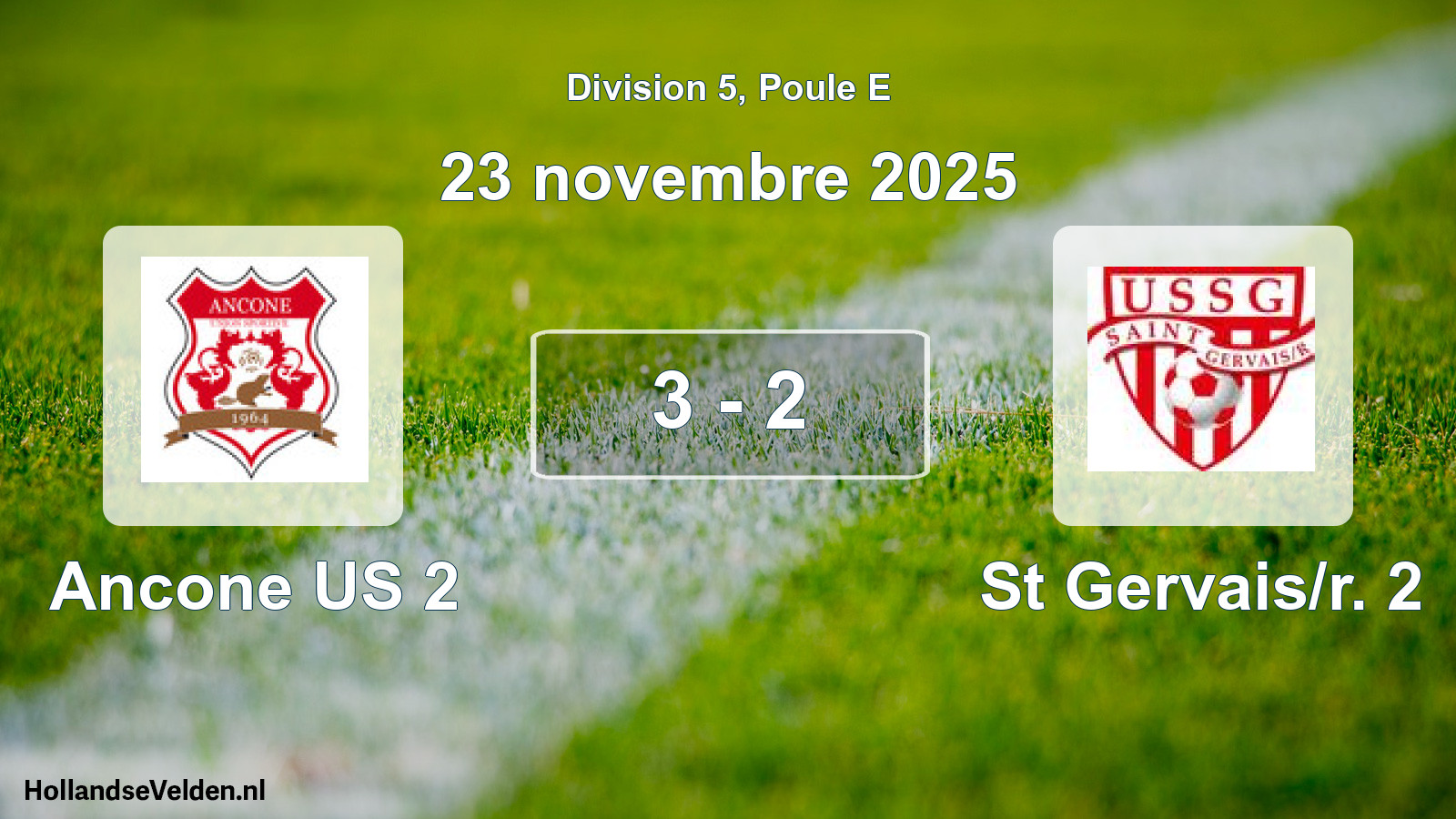 Match joué: Ancone US 2 - St Gervais/r. 2 3 - 2 (23 novembre 2025)