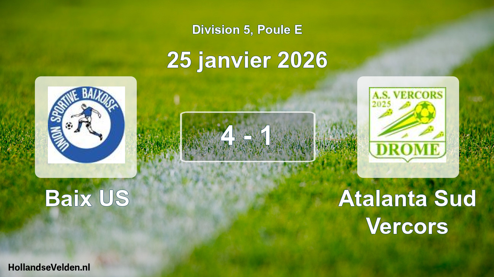 Gespeelde wedstrijd: Baix US - Atalanta Sud Vercors 4 - 1 (25 januari 2026)