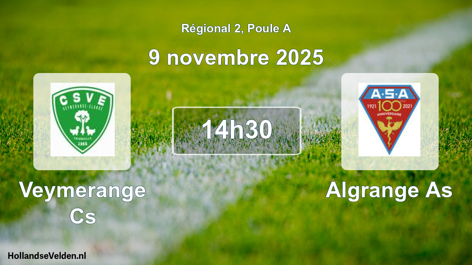Geplande wedstrijd: Veymerange Cs - Algrange As (9 novembre 2025)