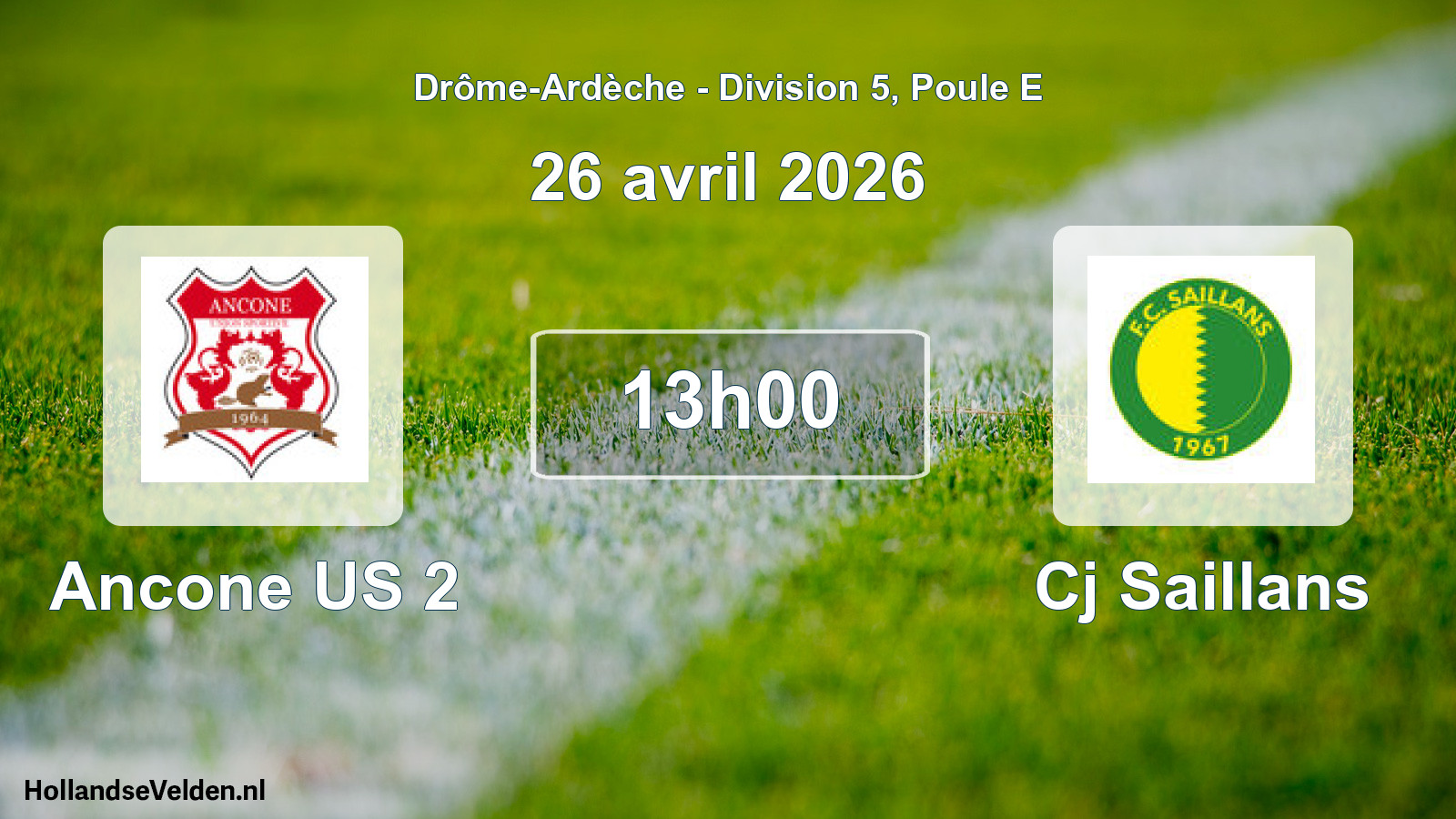 Geplande wedstrijd: Ancone US 2 - Cj Saillans (26 april 2026)