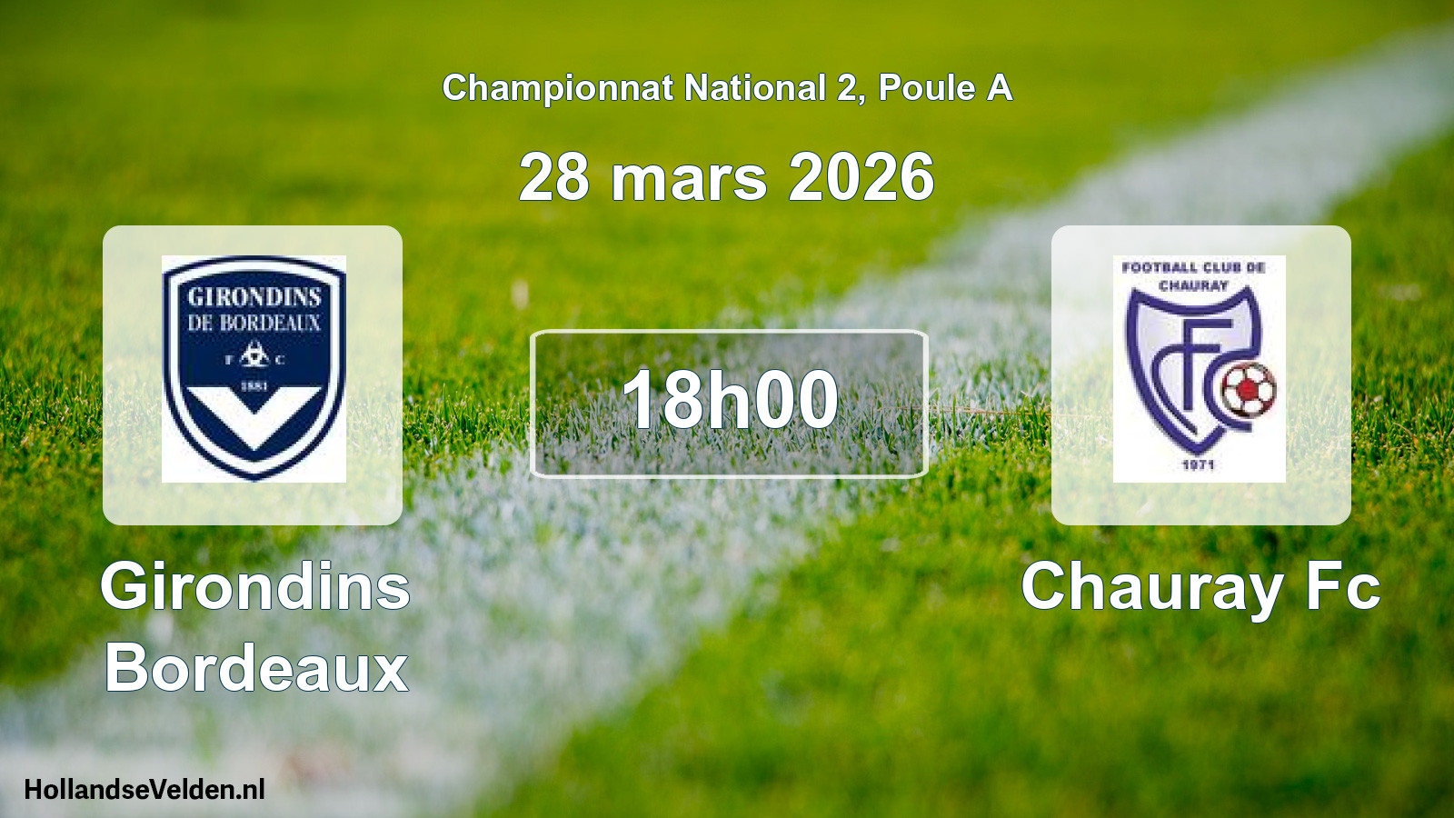 Scheduled Match: Girondins Bordeaux - Chauray Fc (28 March 2026)