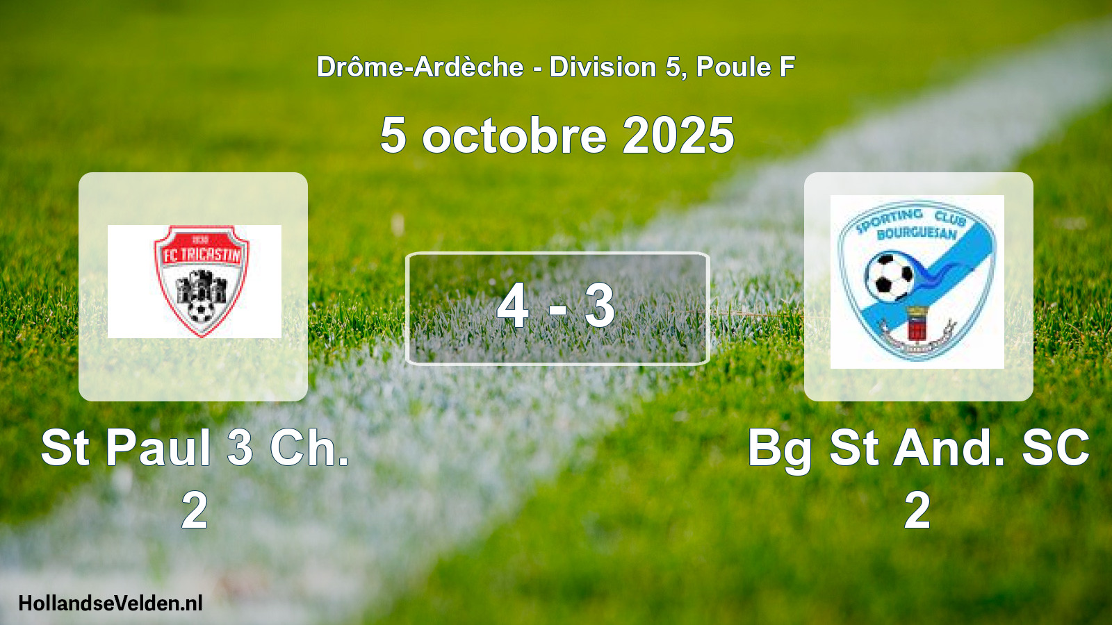 Match joué: St Paul 3 Ch. 2 - Bg St And. SC 2 4 - 3 (5 octobre 2025)