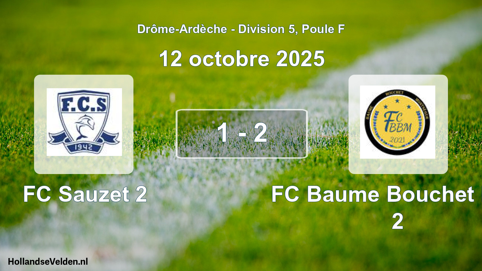 Gespeelde wedstrijd: FC Sauzet 2 - FC Baume Bouchet Mon 2 1 - 2 (12 oktober 2025)