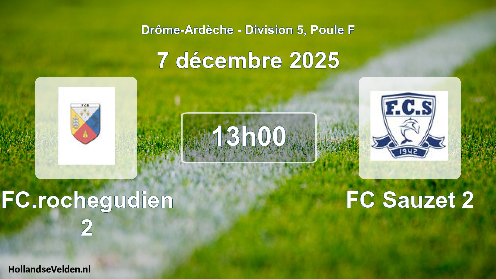 Geplande wedstrijd: FC.rochegudien 2 - FC Sauzet 2 (7 december 2025)